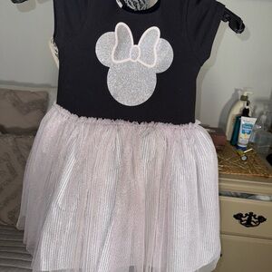 Pippa & Julie Black pink & Silver Minnie Mouse tulle dress Sz:4